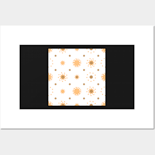 Suns and Dots Pale Orange on White Repeat 5748 Posters and Art